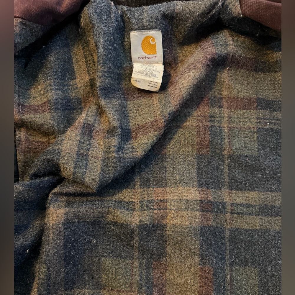Carhartt Dark Brown/ Purple Duck Field Jacket with Corduroy Collar - Picture 4 of 6